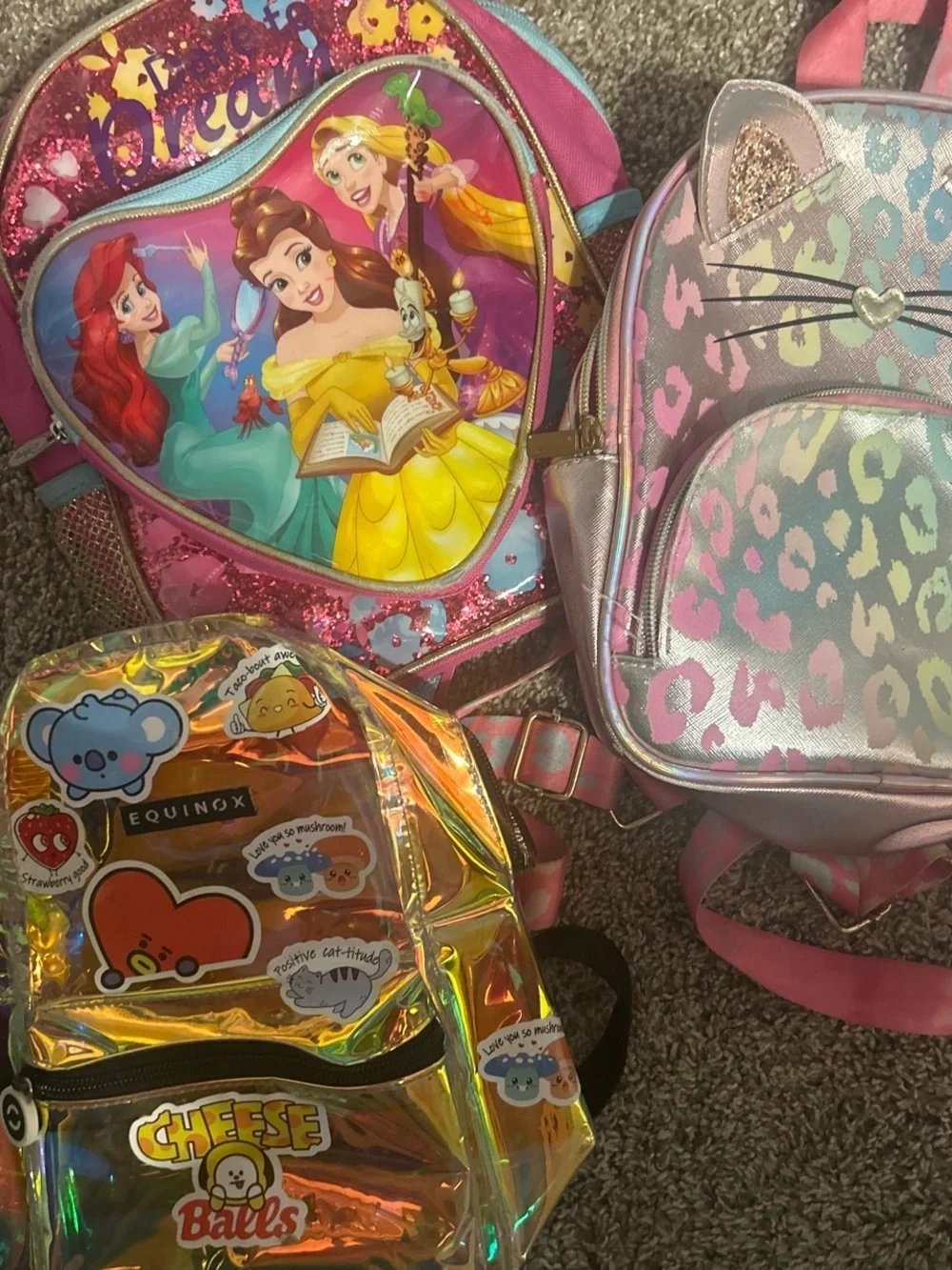 Disney Princess Heart Backpack - Pink with Yellow & Aqua Accents